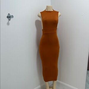 Women’s Rust mock Neck Midi Dresss